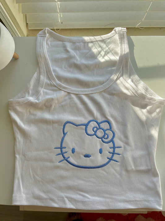 Kitty Silhouette Ribbed Tank