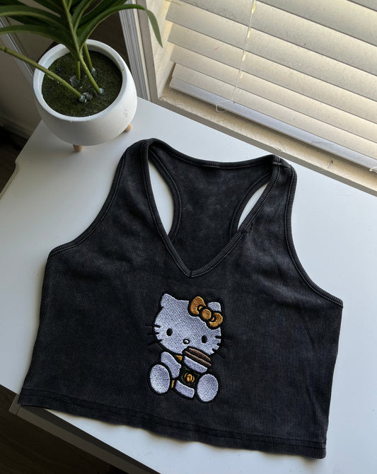 Autumn Kitty Ribbed Crop Tank