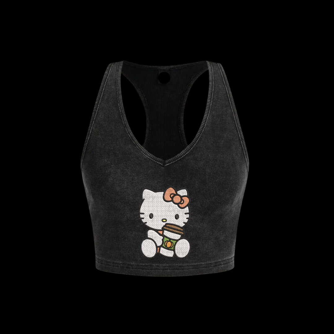 Autumn Kitty Ribbed Crop Tank